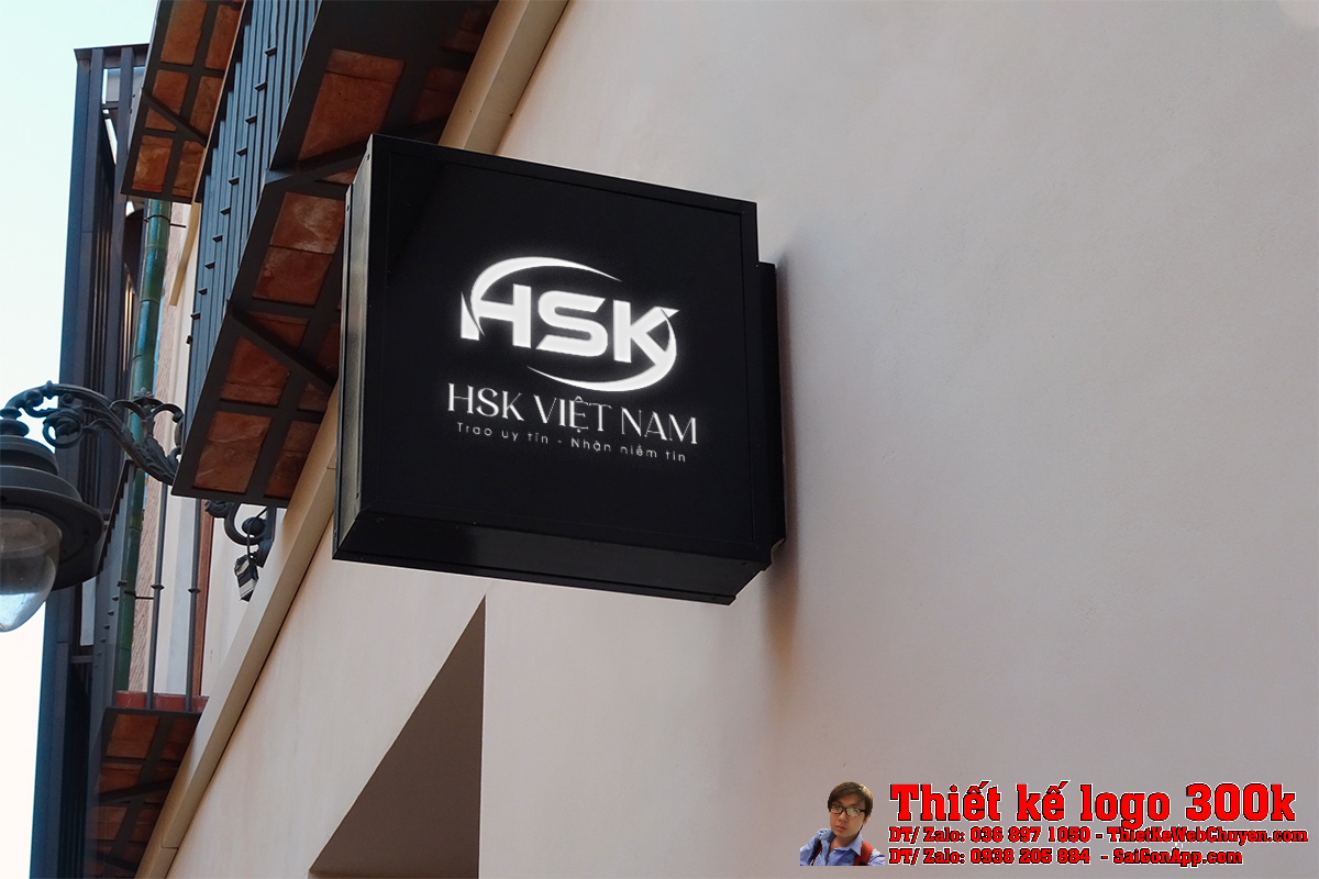 Thiết kế logo HSK VIỆT NAM trên nền tối