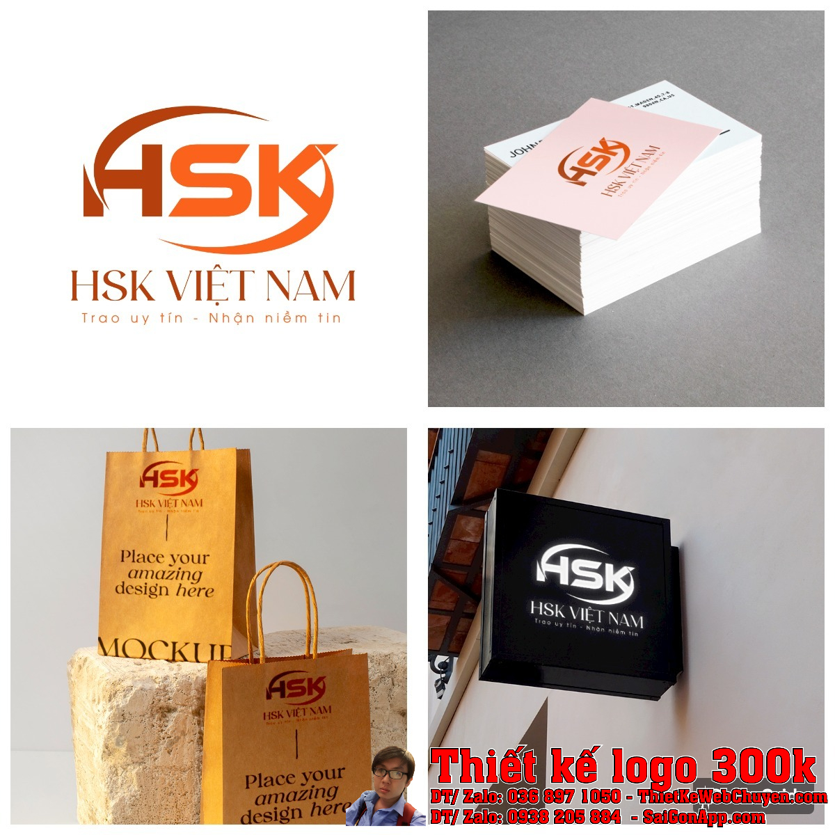Thiết kế logo HSK VIỆT NAM phối cảnh