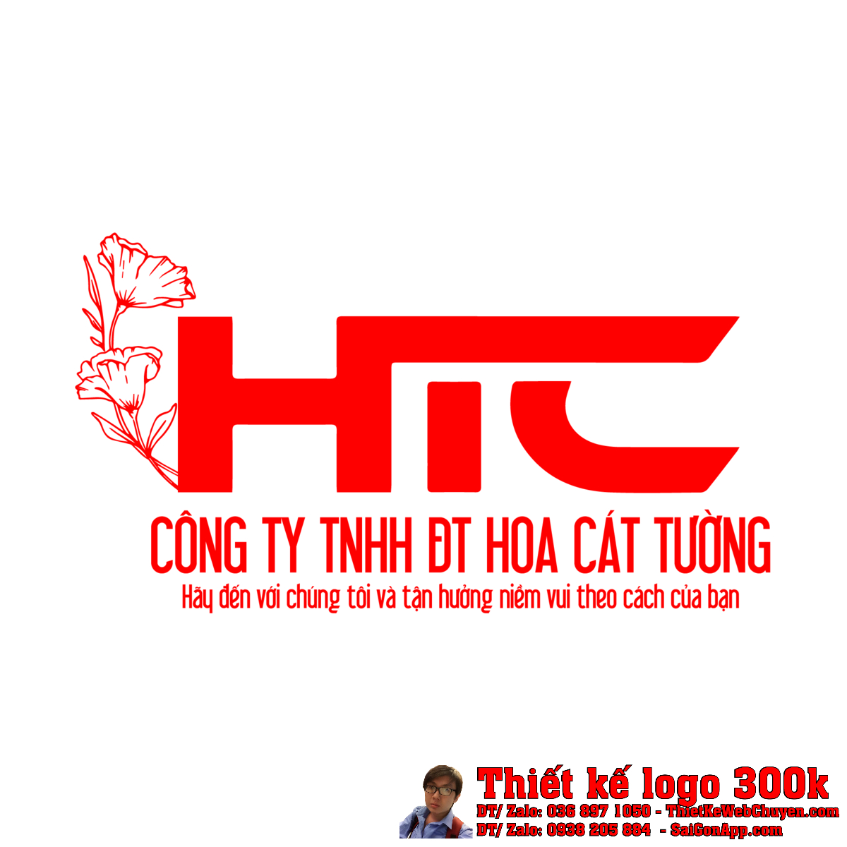 Phối cảnh Thiết kế logo HCT Hoa Cát Tường trên tường