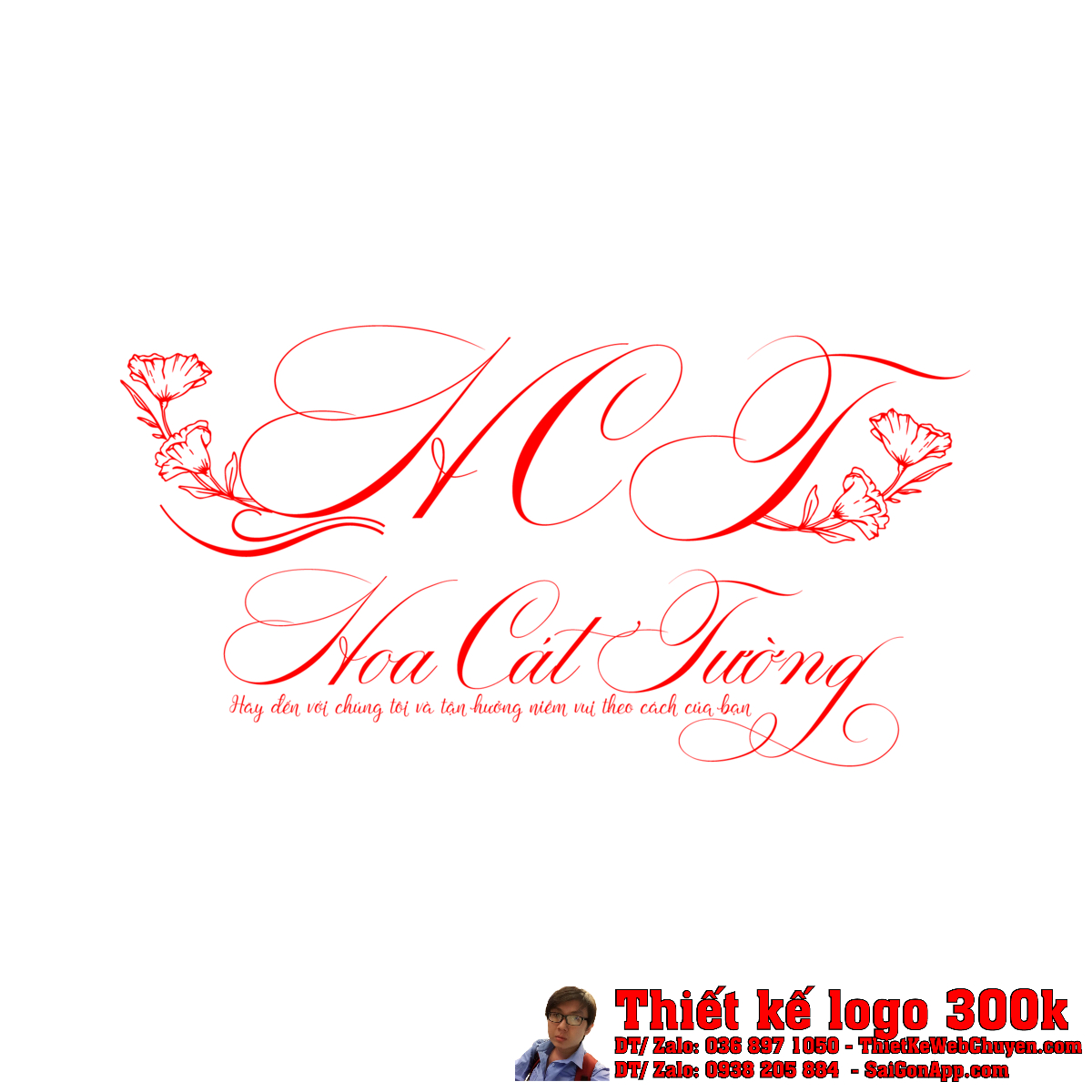 Thiết kế logo HCT Hoa Cát Tường trên danh thiếp