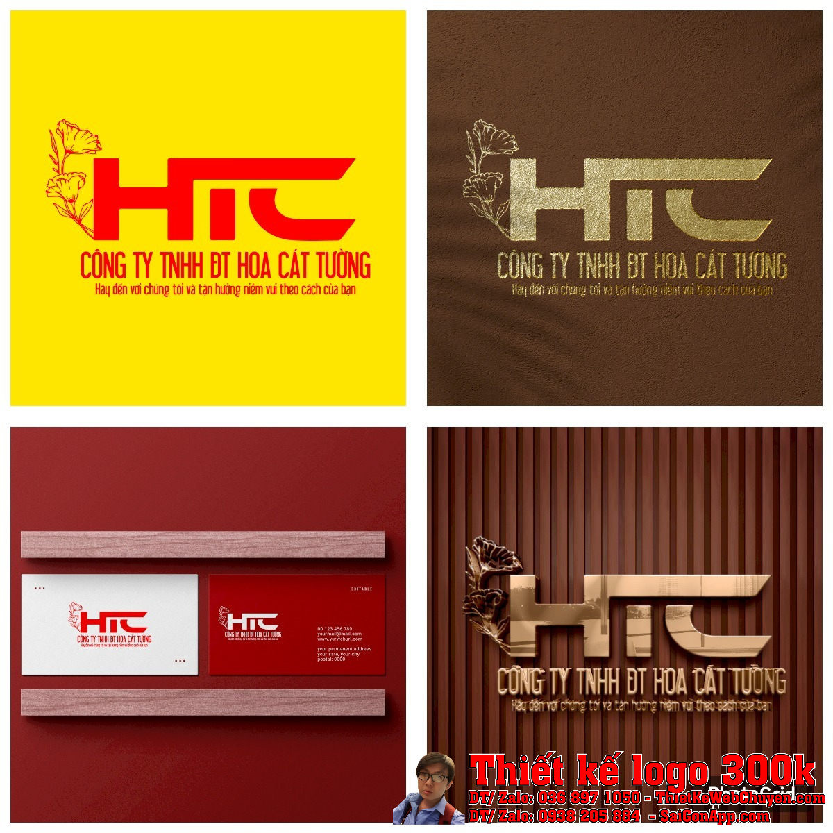 Tổng thể bộ nhận diện Thiết kế logo HCT Hoa Cát Tường