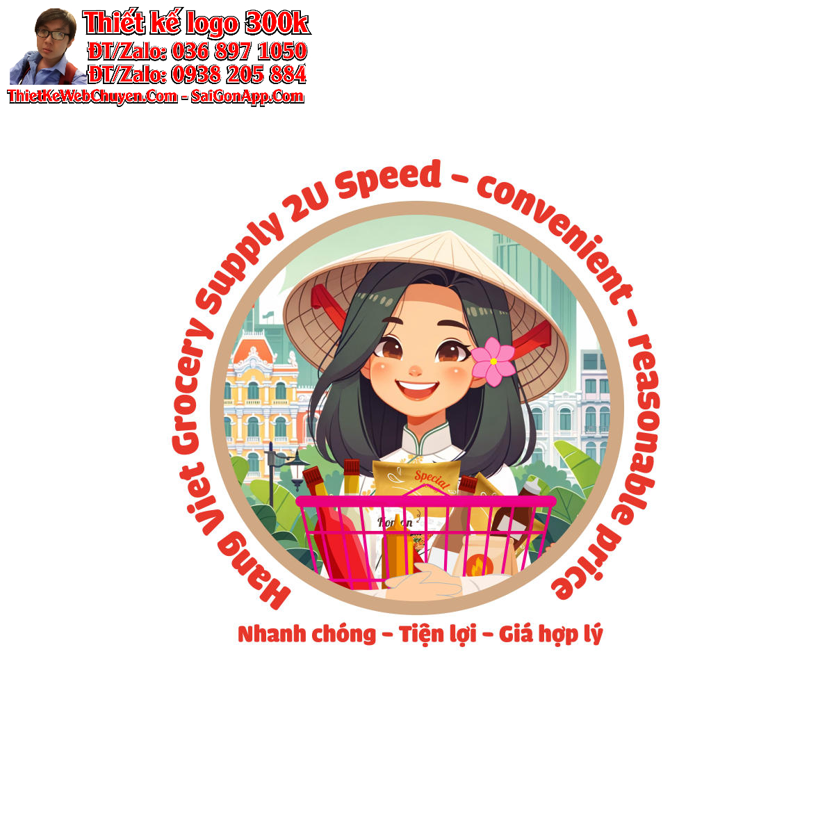 Thiết kế logo Hang Viet Grocery Supply 2U