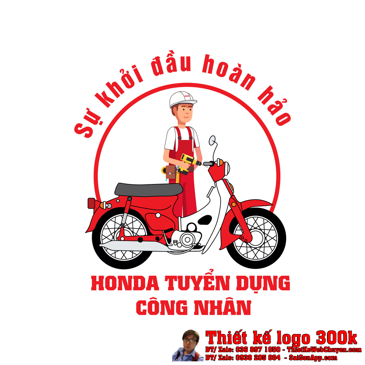 Mẫu Thiết kế logo Honda tuyển dụng công nhân 1