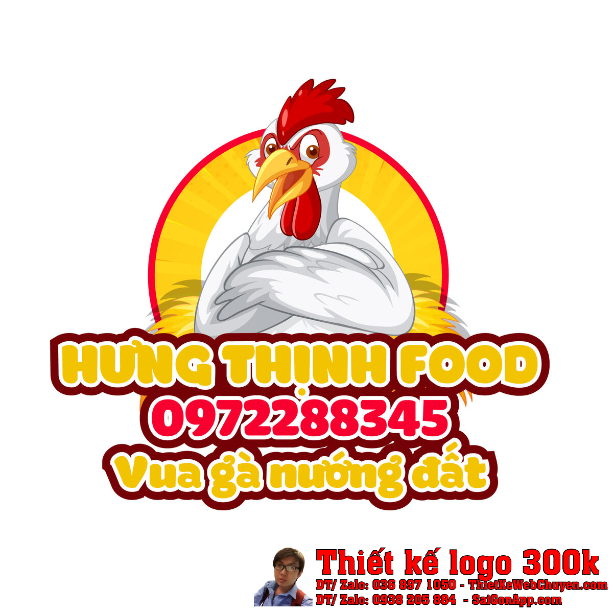 Thiết kế logo Hưng Thịnh Food trên nền trắng
