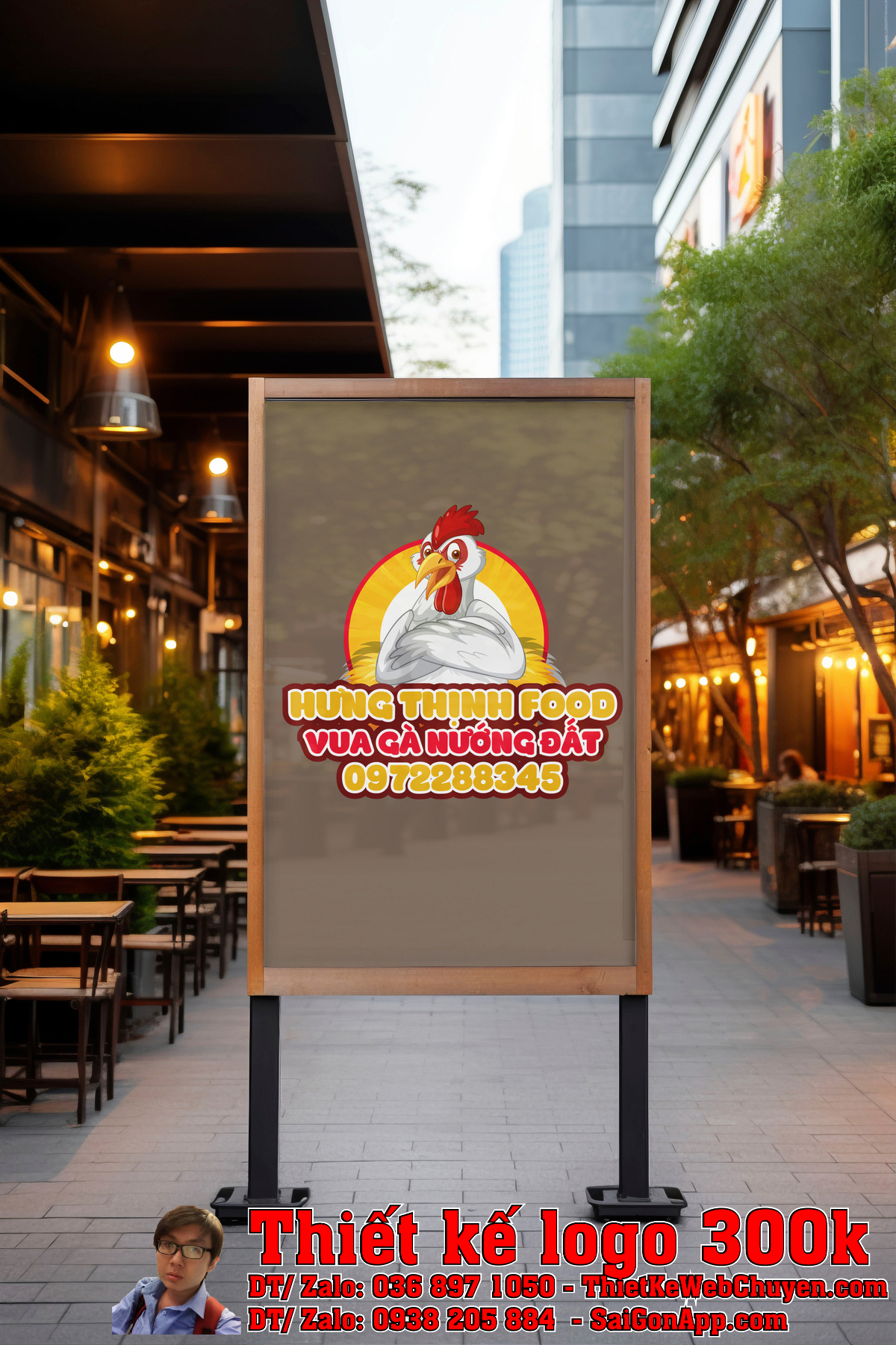 Phối cảnh Thiết kế logo Hưng Thịnh Food