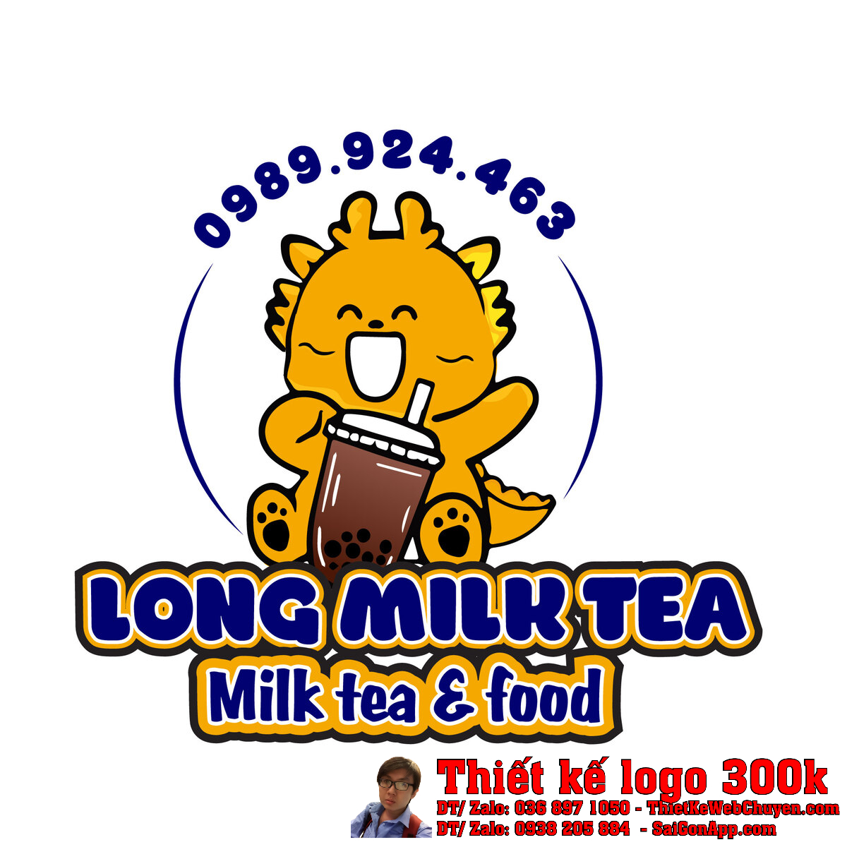 Thiết kế logo LONG MILK TEA bản chuẩn