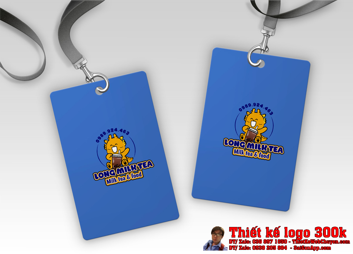 Ứng dụng thiết kế logo LONG MILK TEA trên nền gỗ