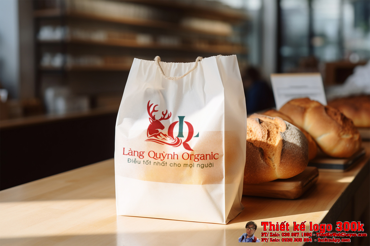 Ứng dụng Thiết kế logo Làng Quỳnh Organic
