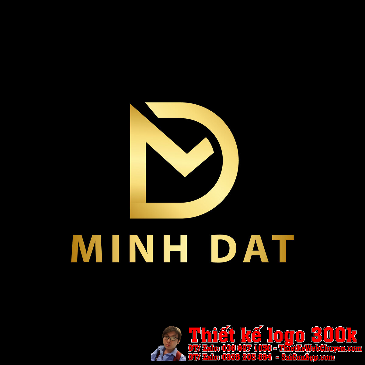 Thiết kế logo MINH ĐẠT phiên bản chuẩn trên nền đen