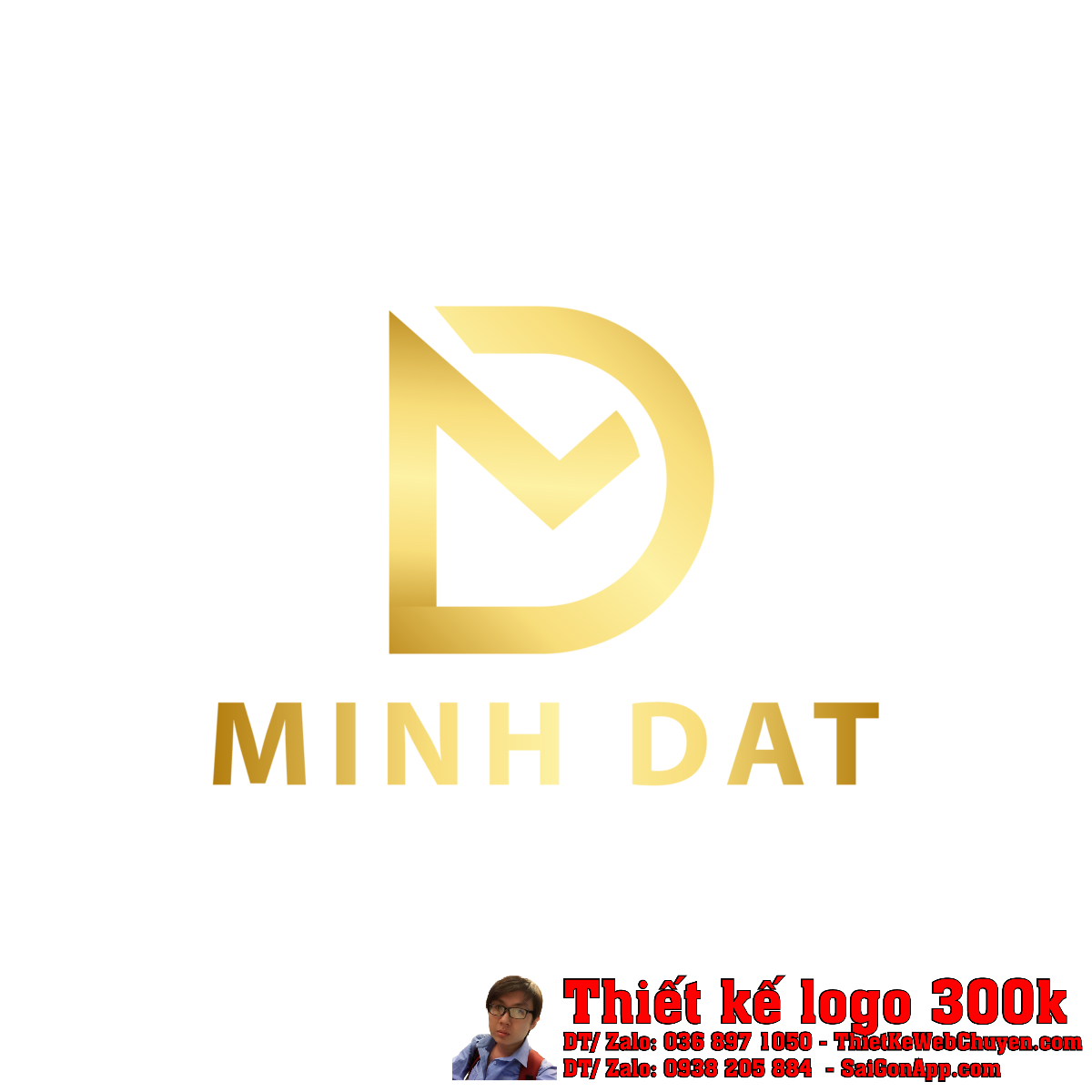 Thiết kế logo MINH ĐẠT phối cảnh 3D sang trọng