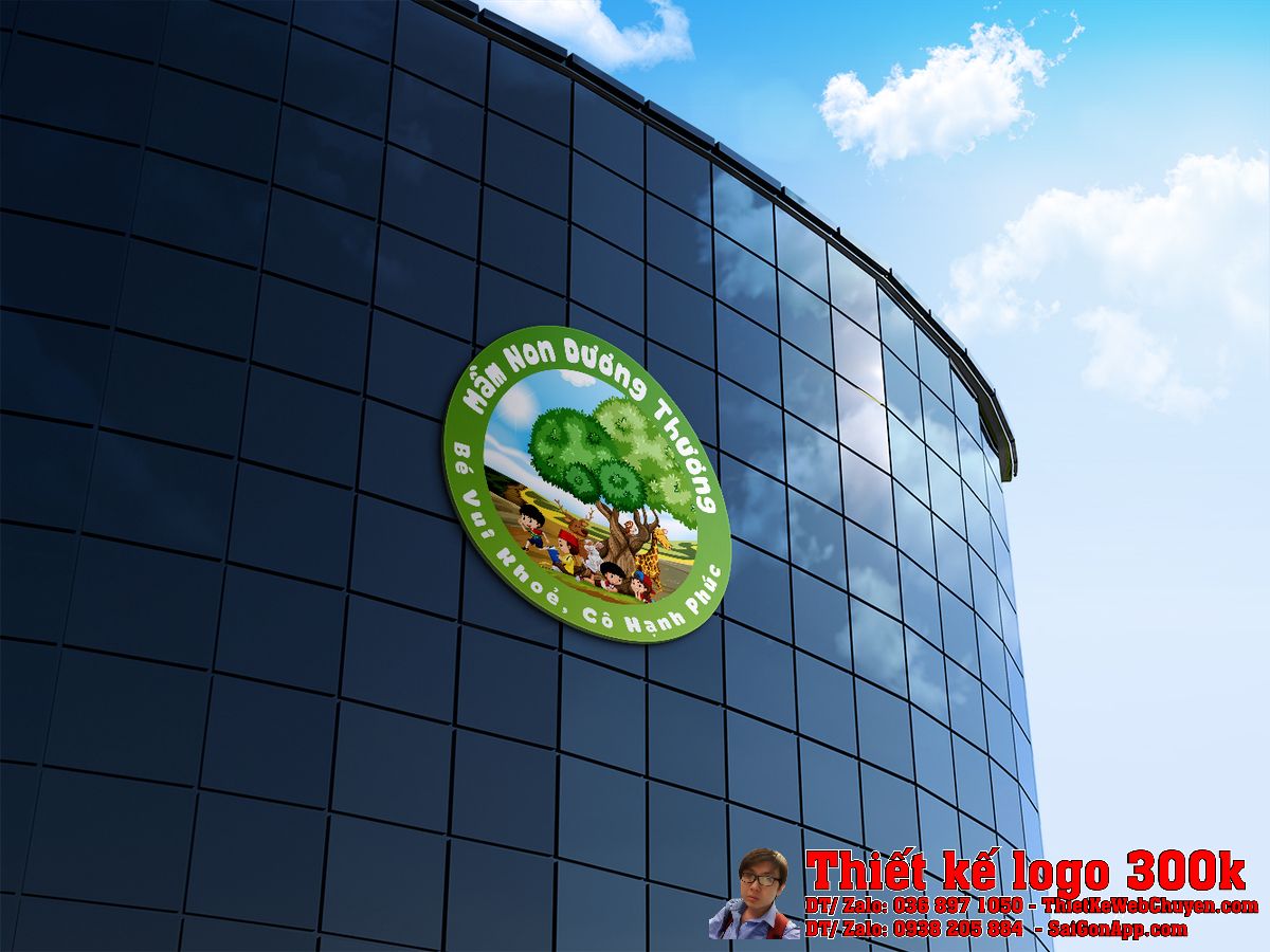 Phối cảnh Thiết kế logo Mầm non Dương Thương trên tường