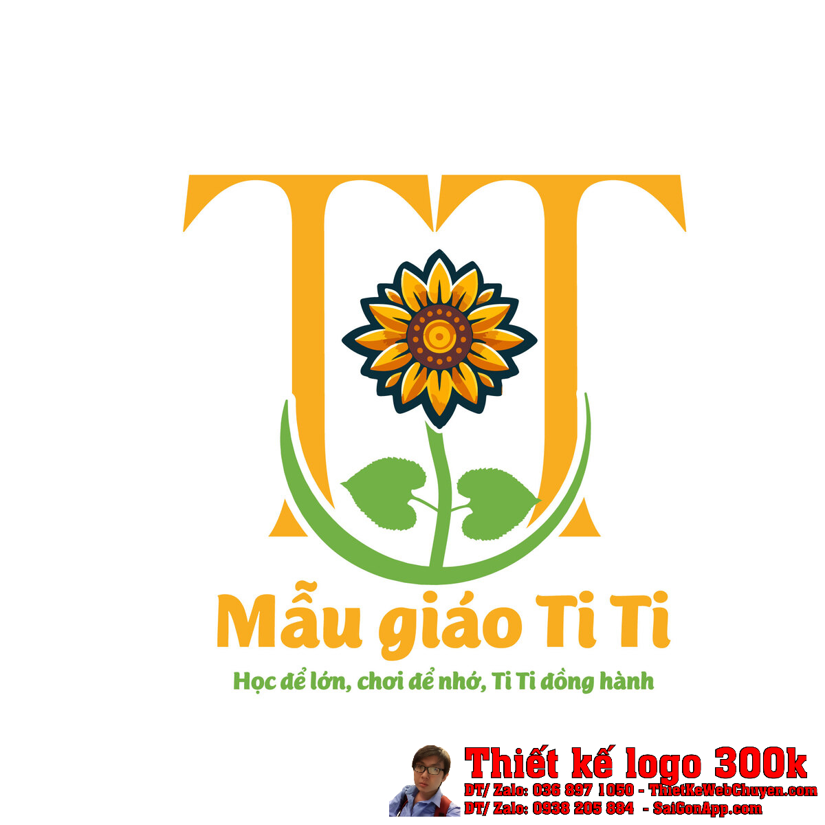 Thiết kế logo Mẫu giáo mầm non Ti Ti bản đầy đủ màu sắc