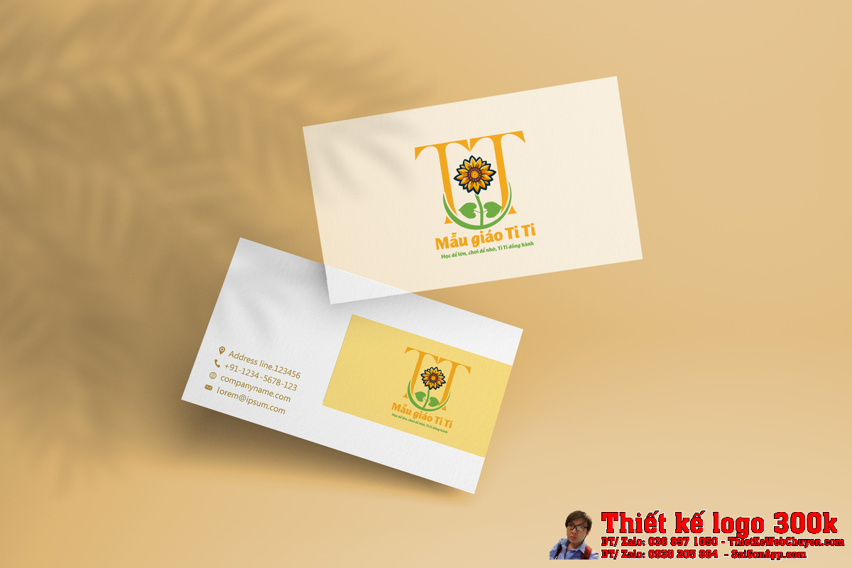 Ứng dụng Thiết kế logo Mẫu giáo mầm non Ti Ti trên bảng hiệu