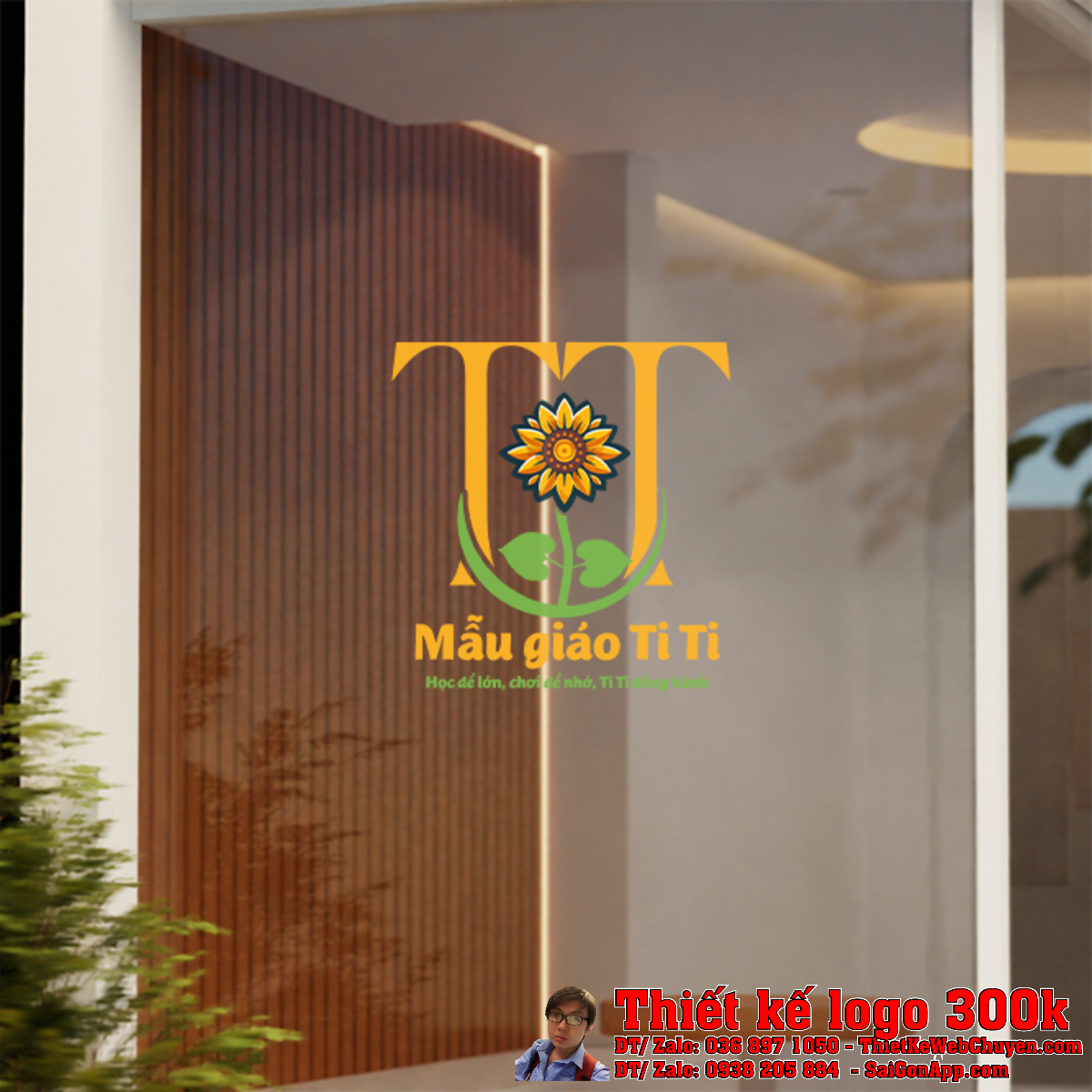 Chi tiết biểu tượng hoa hướng dương trong Thiết kế logo Mẫu giáo mầm non Ti Ti