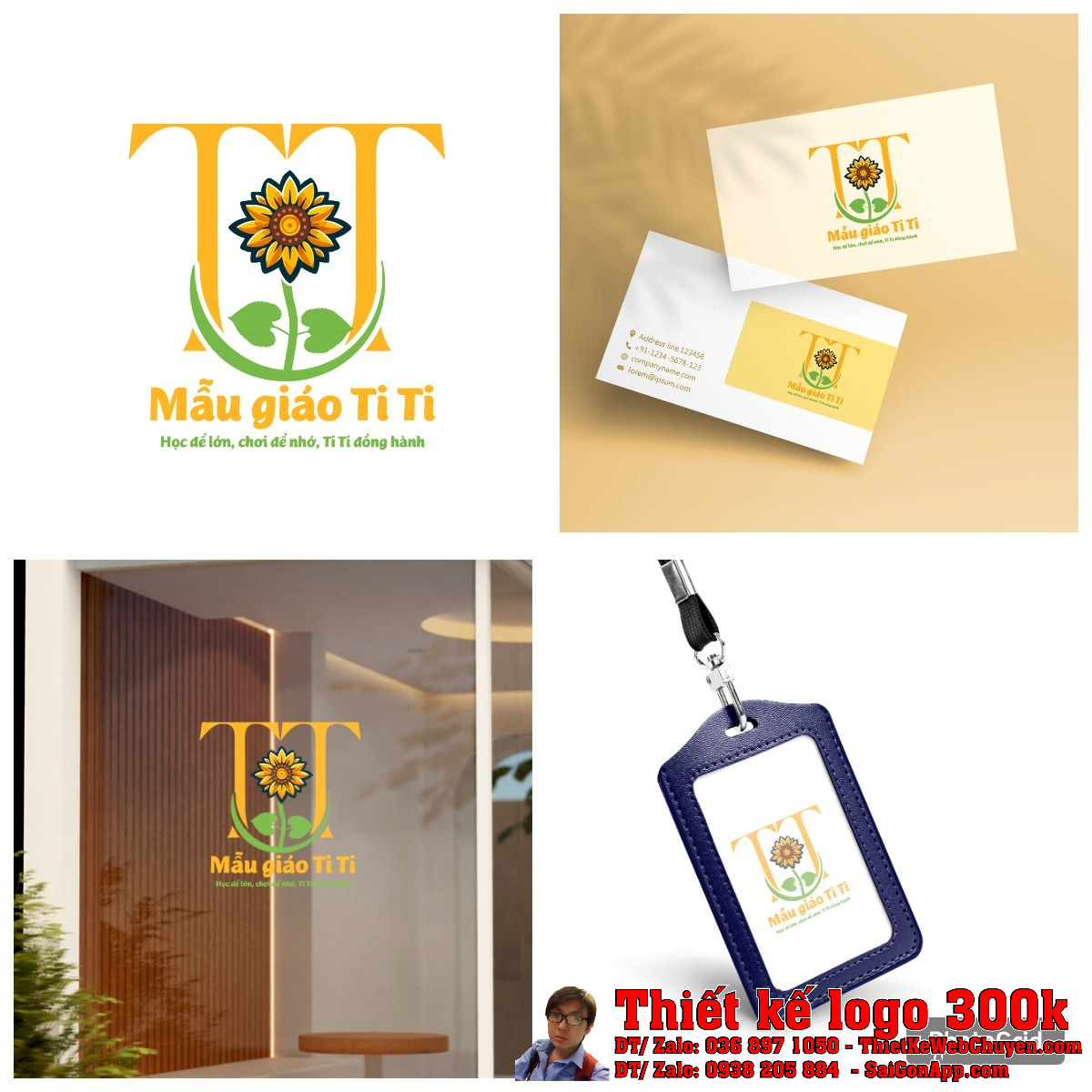 Phối cảnh Thiết kế logo Mẫu giáo mầm non Ti Ti