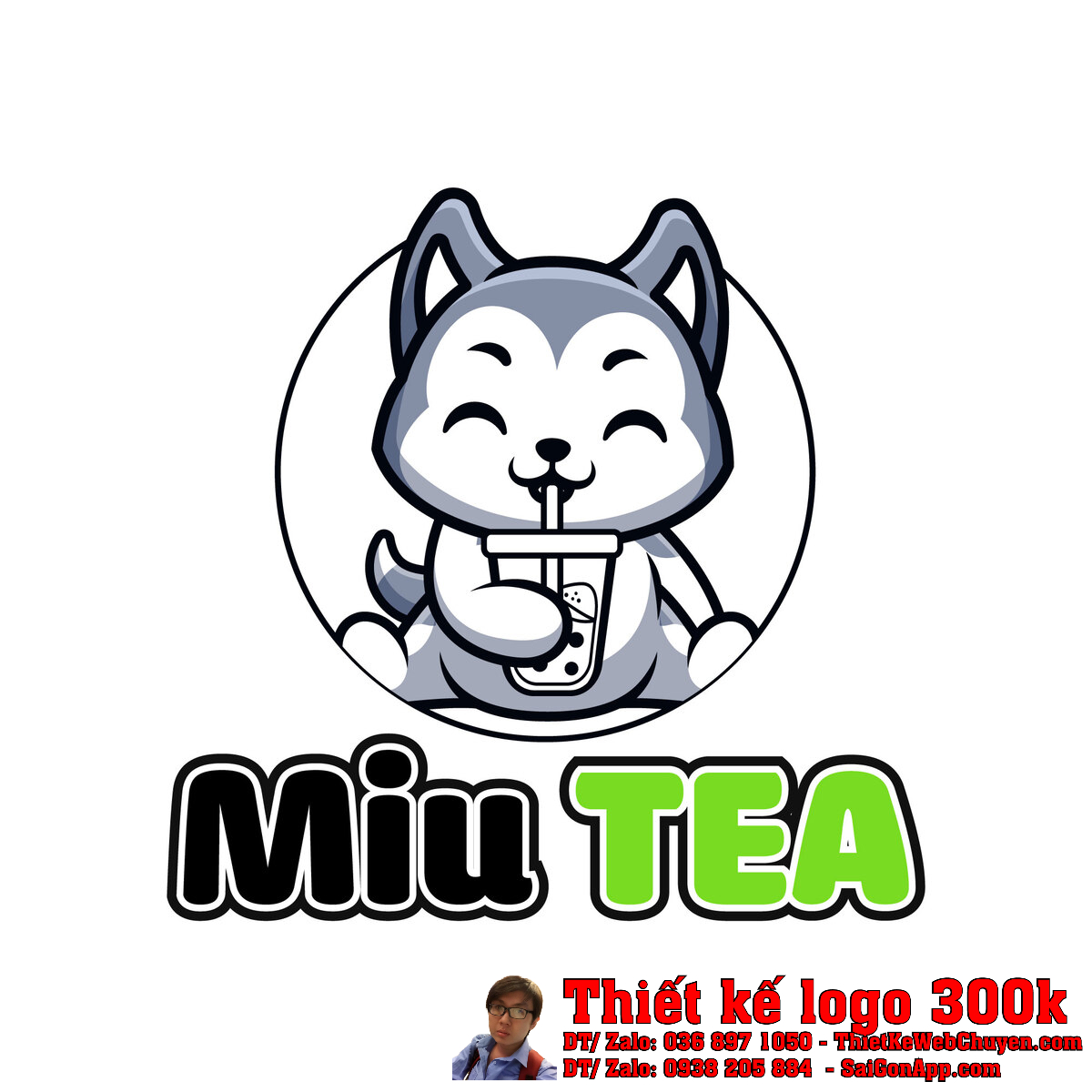 Thiết kế logo chibi trà sữa Miu Tea bản chính thức