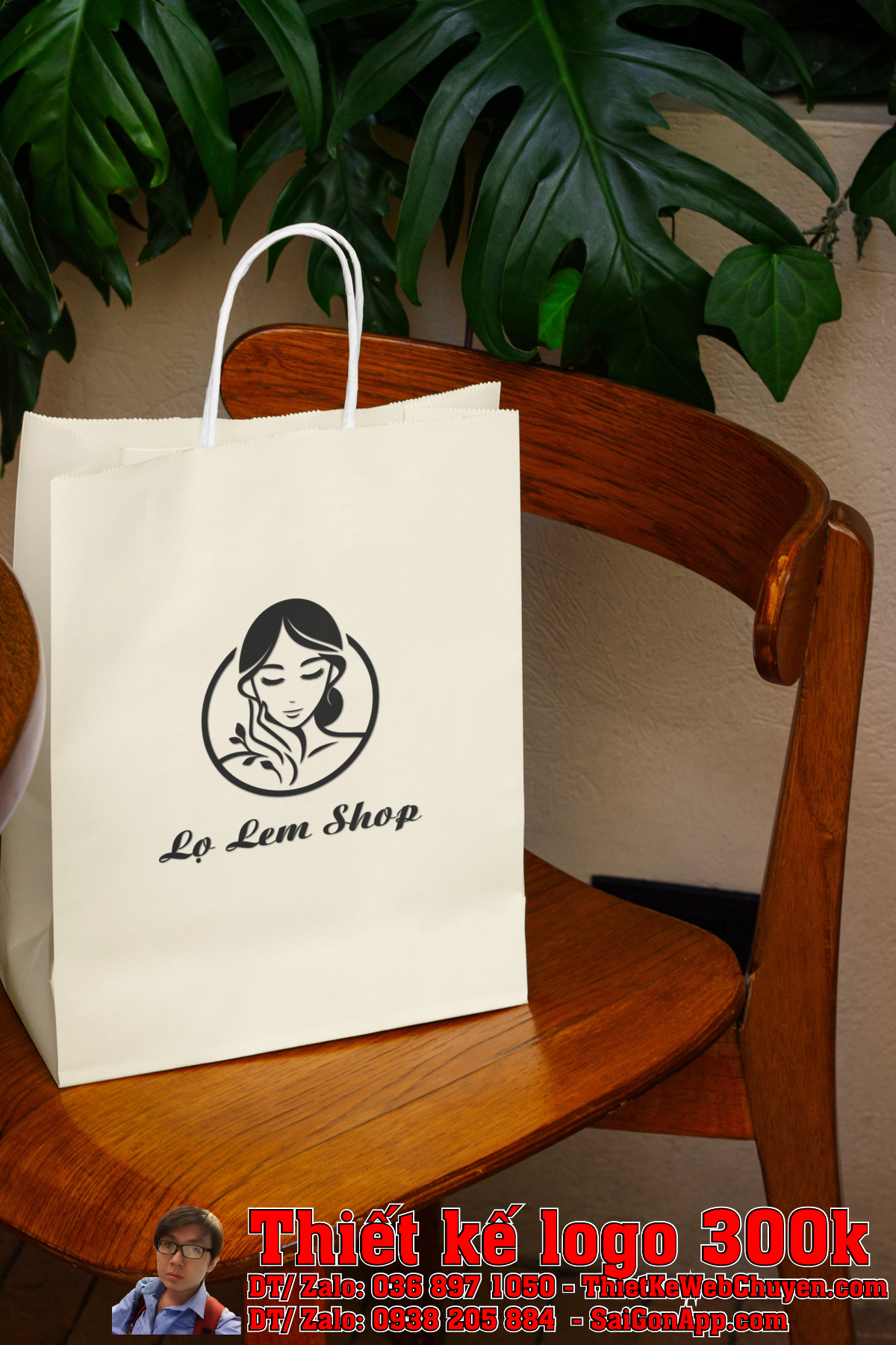 Phối cảnh logo Lọ Lem Shop trên biển hiệu