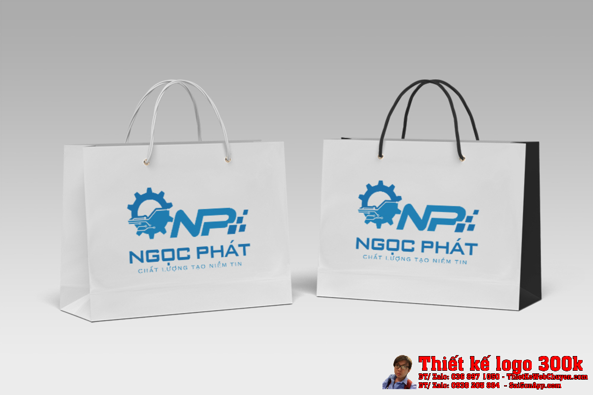 Ứng dụng logo Ngọc Phát trên nền trắng