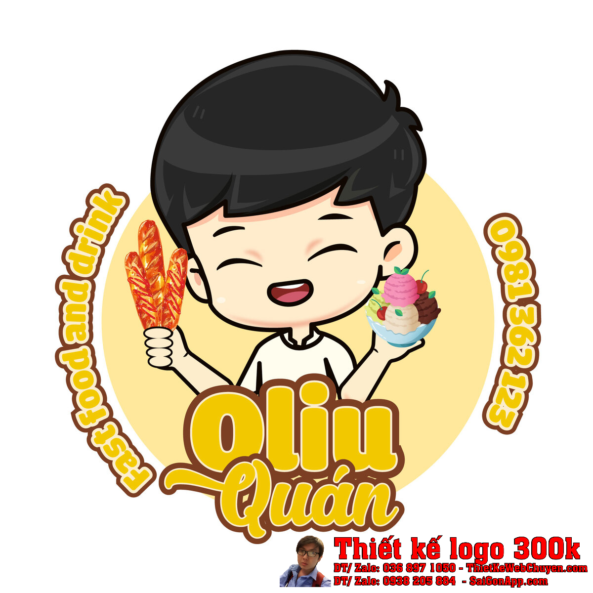 Thiết kế logo Oliu Quán Mẫu Thiết kế logo Oliu Quán - Linh vật và sản phẩm