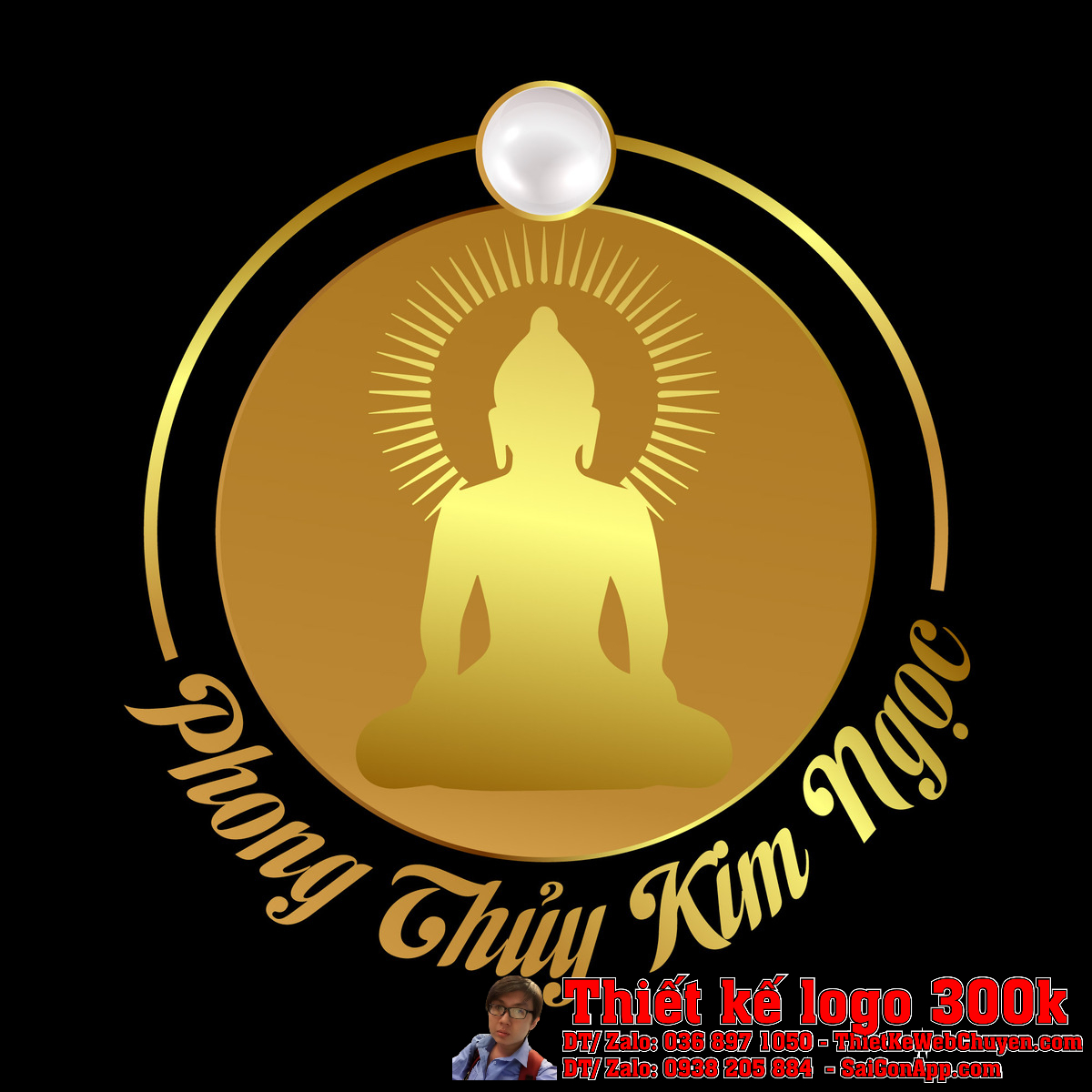 Phối cảnh Thiết kế logo Phong Thủy Kim Ngọc trên nền sáng