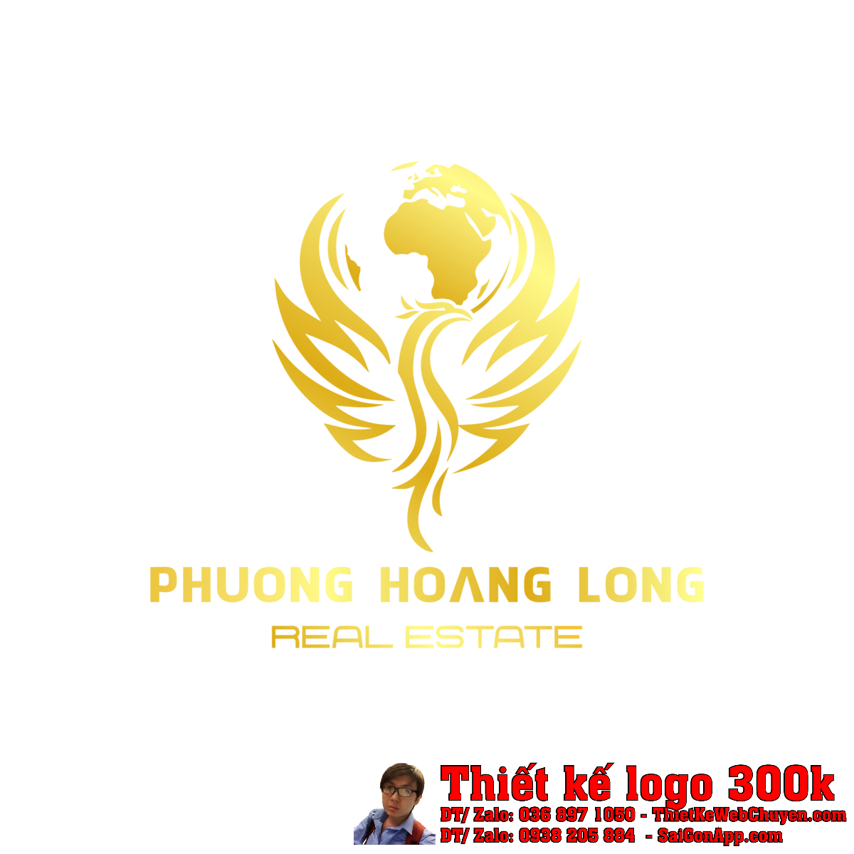 Mẫu logo Phượng Hoàng Long trên nền tối