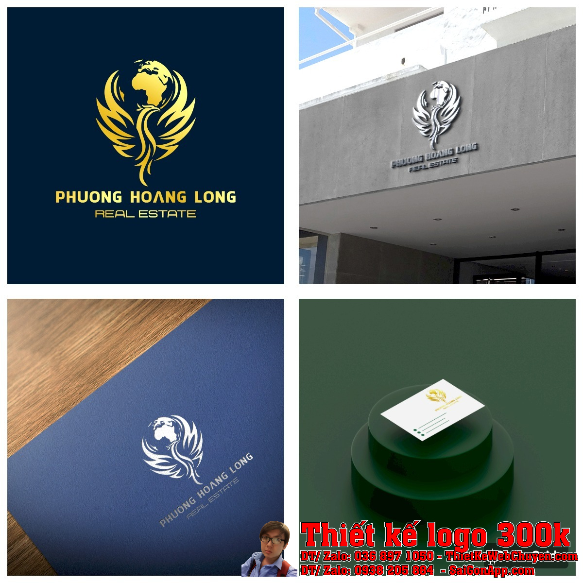 Tổng thể bộ nhận diện logo Phượng Hoàng Long