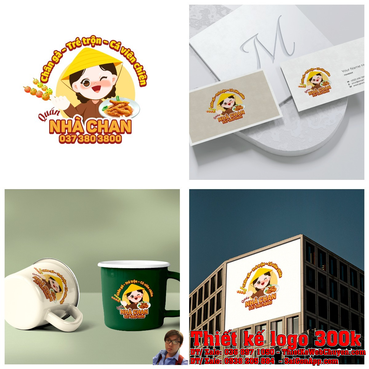 Thiết kế logo Quán nhà Chan trên bảng hiệu