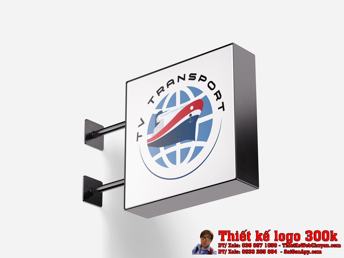 Thiết kế logo TV TRANSPORT trên nền trắng