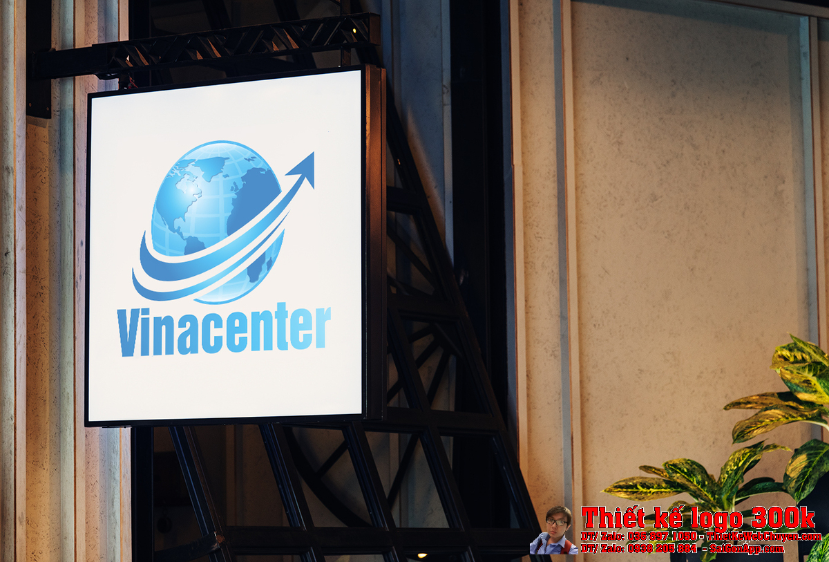 Ứng dụng Thiết kế logo Thế Giới Số Vinacenter trong văn phòng
