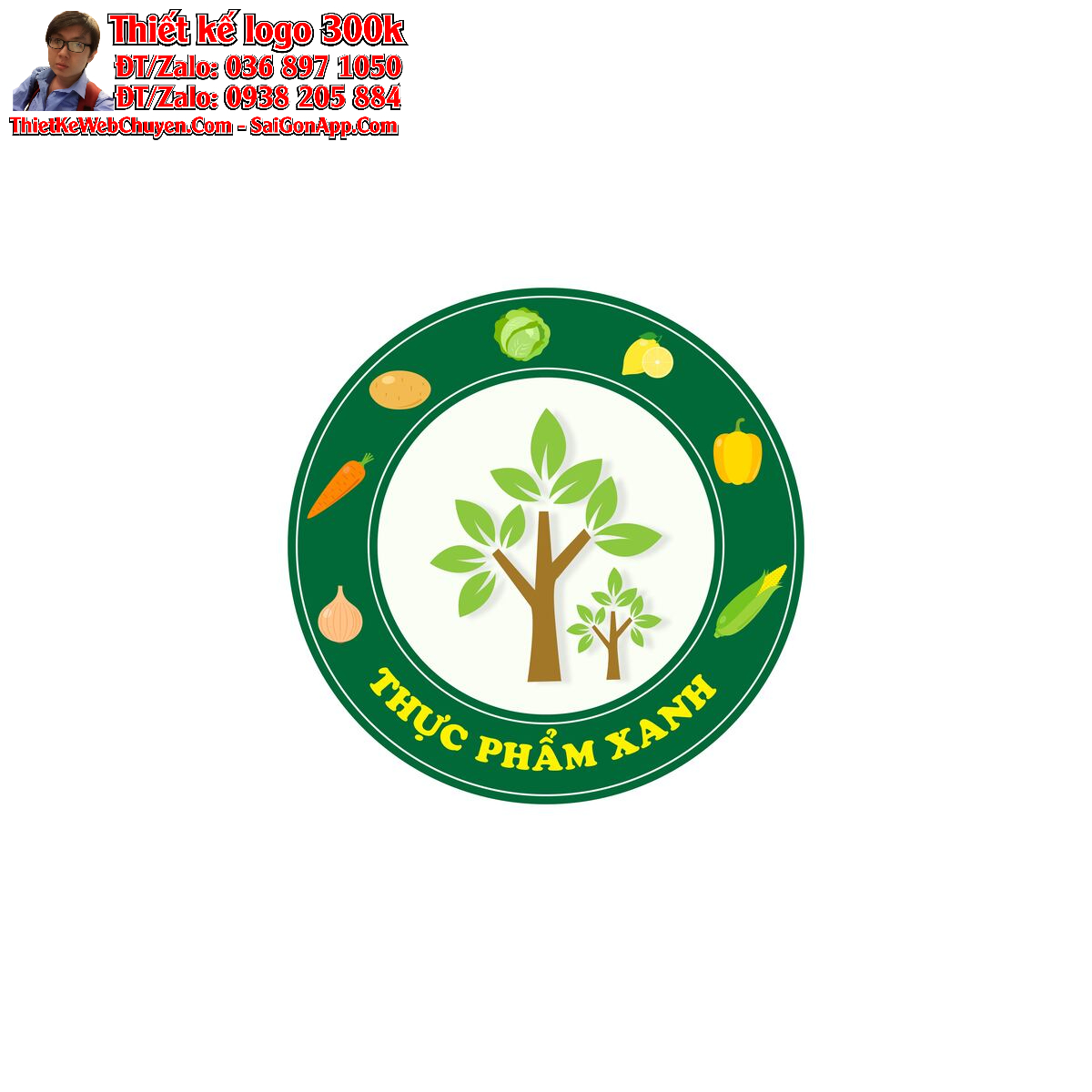 Thiết kế logo Thức ăn Thực Phẩm Xanh