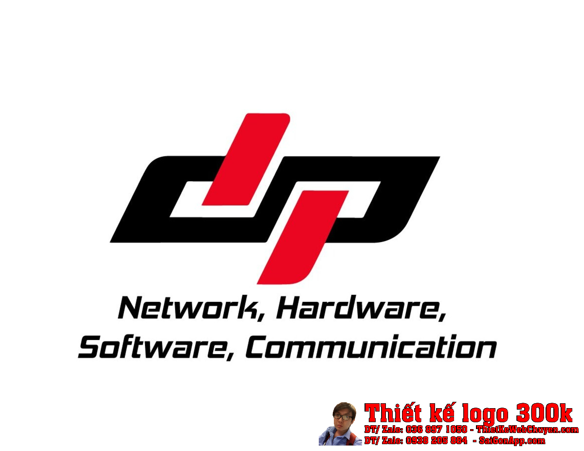Thiết kế logo Thương mại Dịch vụ DP - Biểu tượng DP lồng ghép, đỏ đen mạnh mẽ