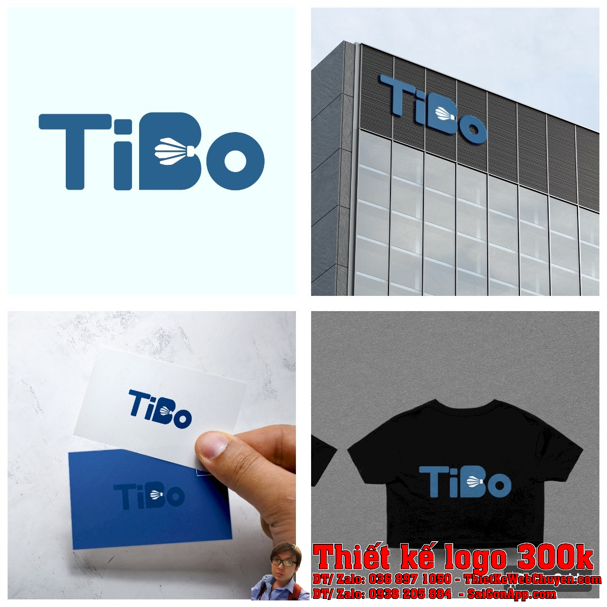 Thiết kế logo TiBo Badminton đơn sắc