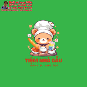 Thiết kế logo Tiệm Bánh Mì và Trà Sữa Tiệm Nhà Gấu