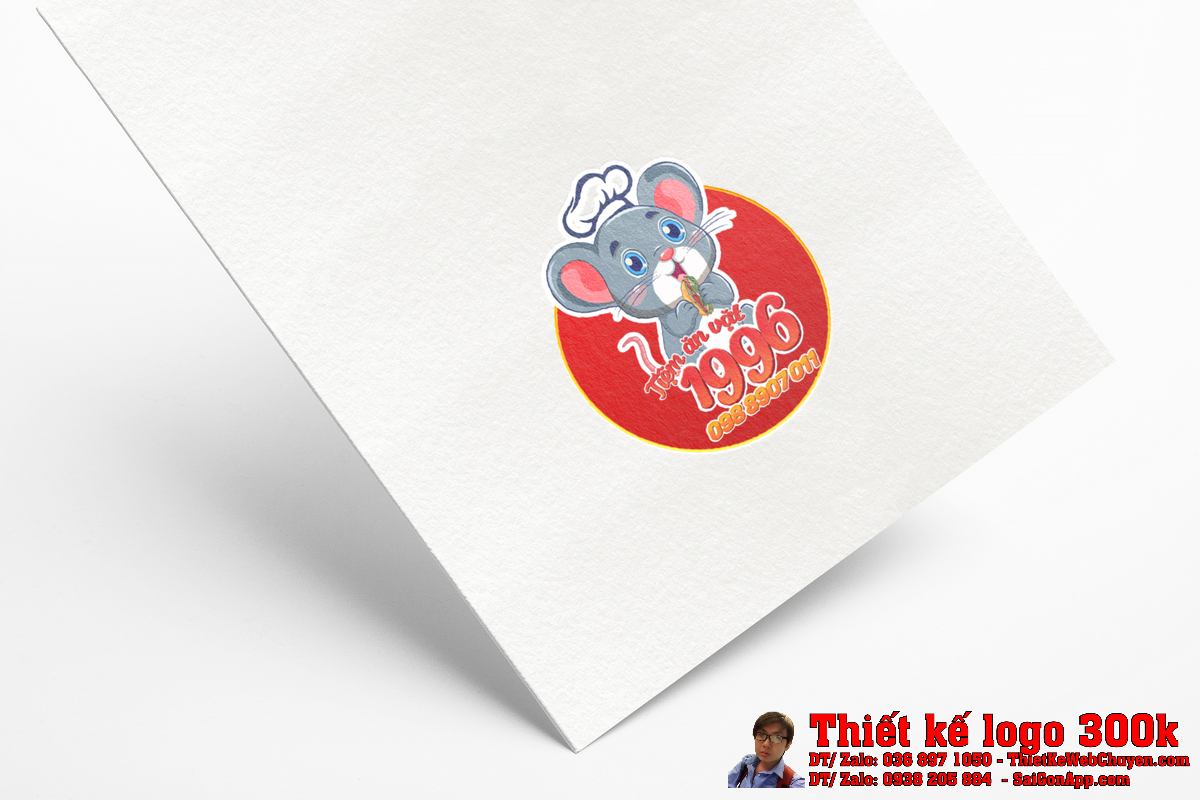Ứng dụng Thiết kế logo Tiệm ăn vặt 1996 trên bao bì