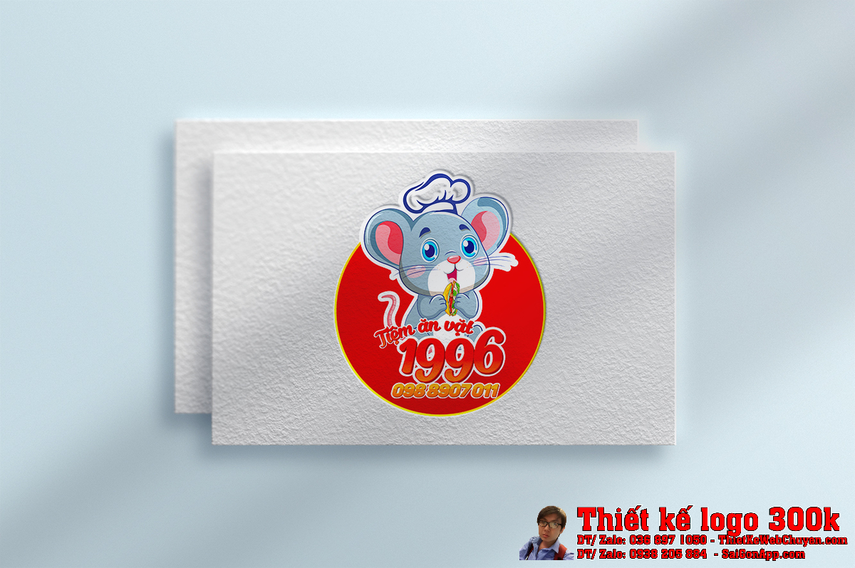 Chi tiết màu sắc Thiết kế logo Tiệm ăn vặt 1996
