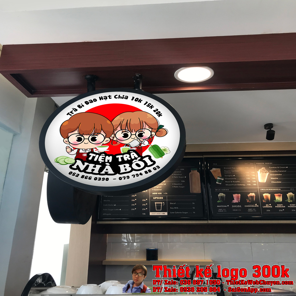 Logo chibi Trà Bí Đao Hạt Chia Tiệm Trà Nhà Bối