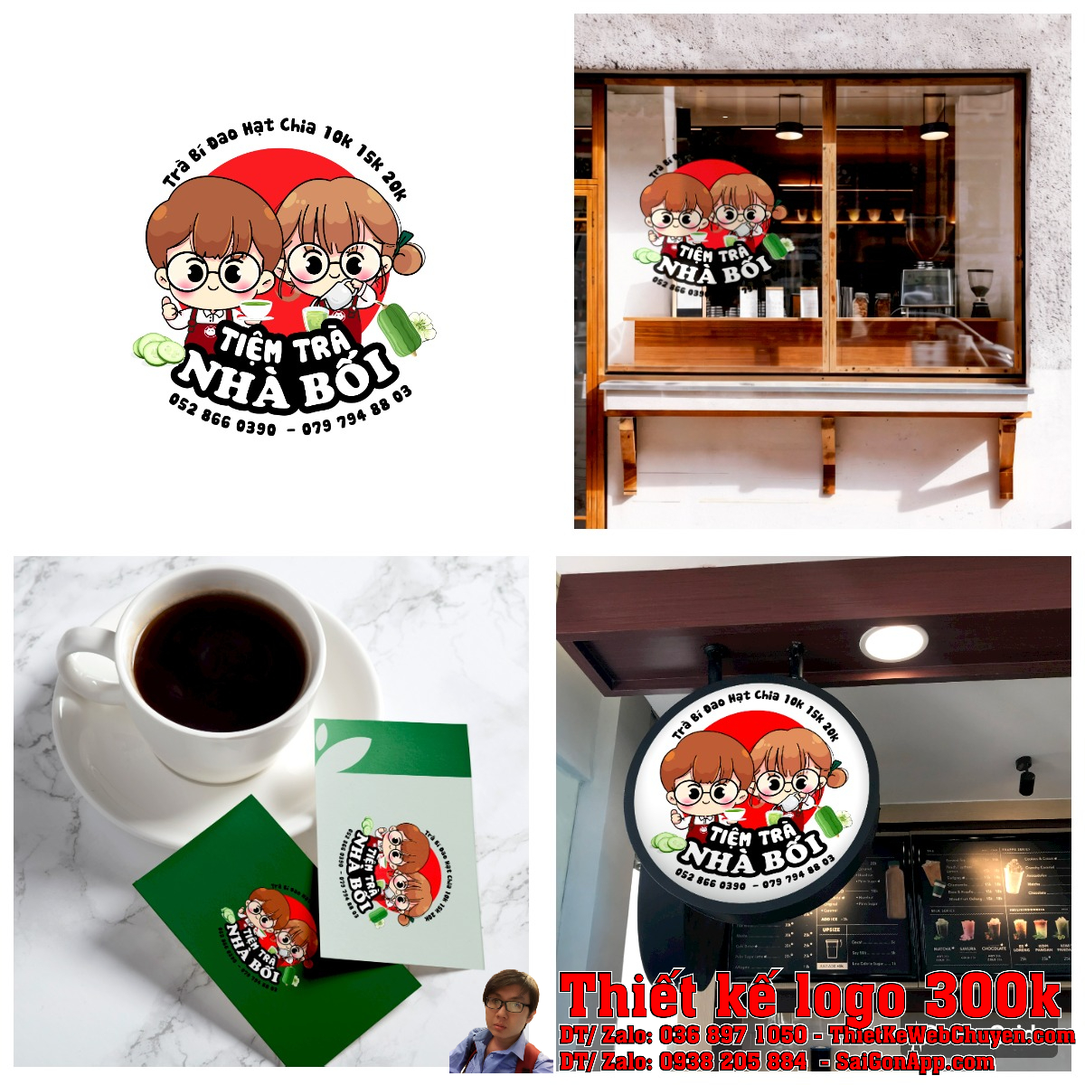 Ứng dụng logo Trà Bí Đao Hạt Chia Tiệm Trà Nhà Bối