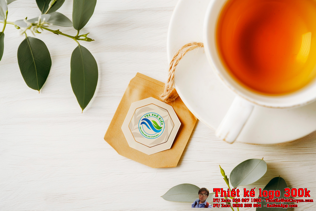 Ứng dụng Thiết kế logo Trà Phố Biển trên ly