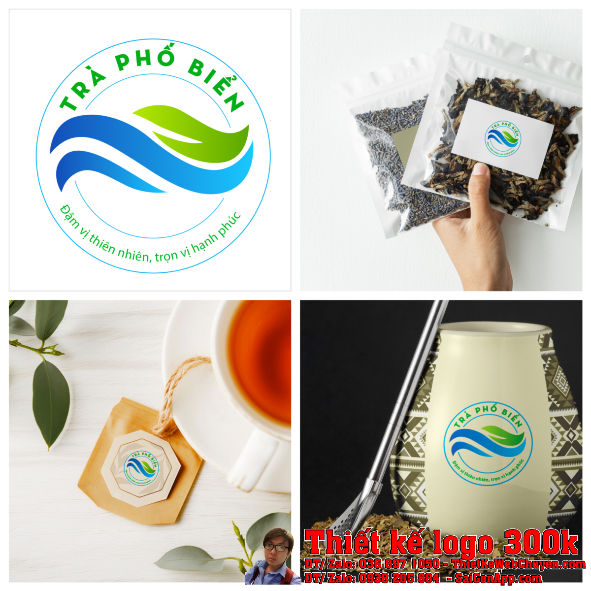 Toàn cảnh Thiết kế logo Trà Phố Biển