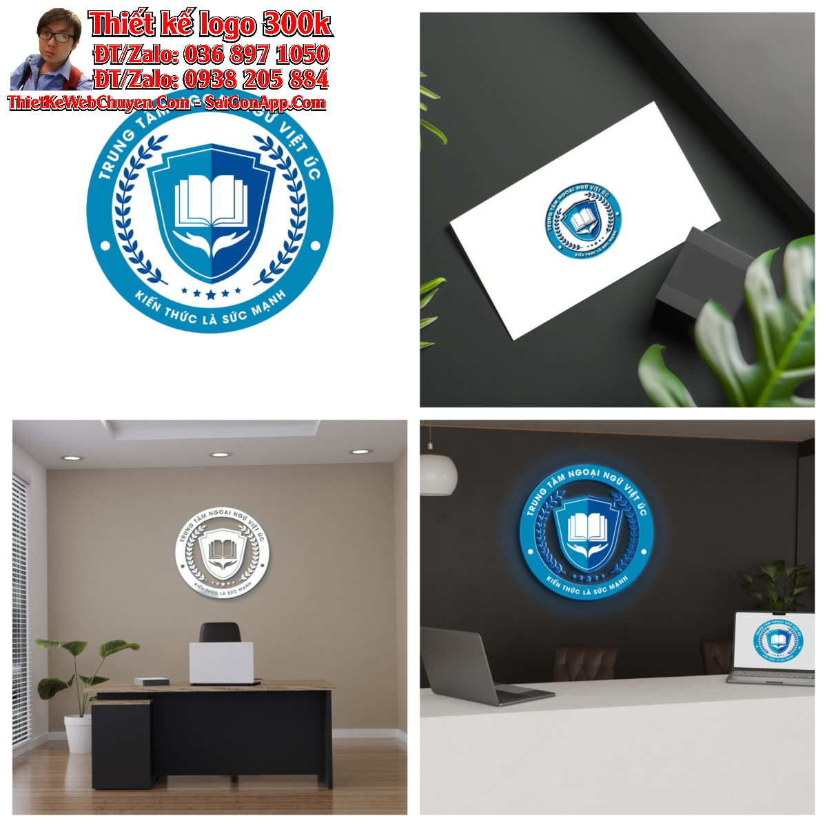 Thiết kế logo Trung tâm Ngoại ngữ VIỆT ÚC Thiết kế logo Trung tâm Ngoại ngữ VIỆT ÚC