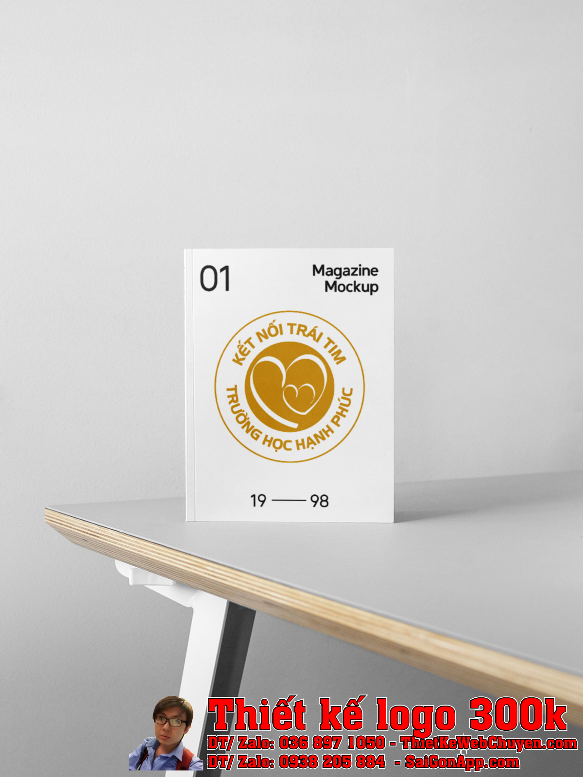 Ứng dụng Thiết kế logo Trường Học Hạnh Phúc trên ấn phẩm