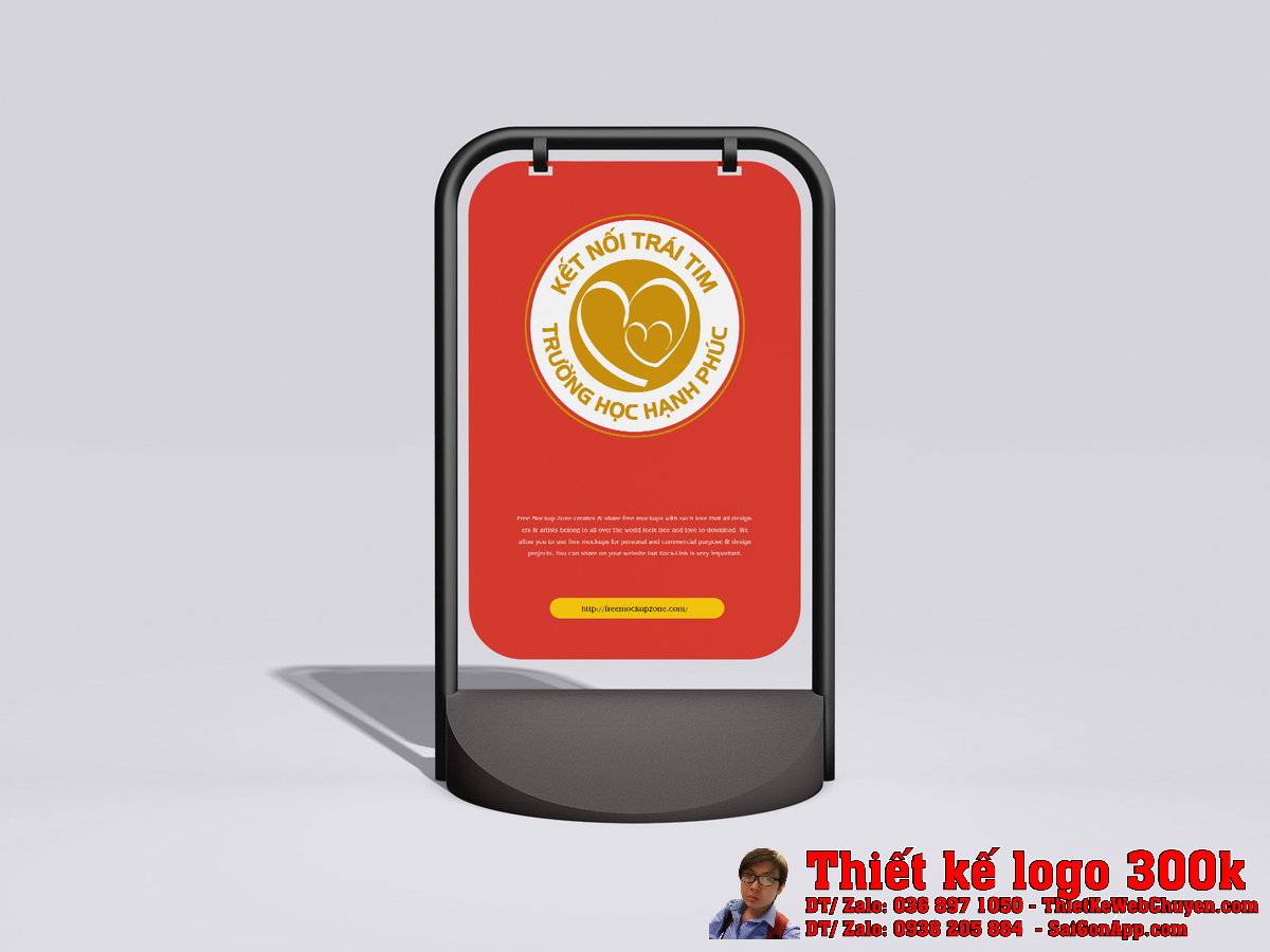 Thiết kế logo Trường Học Hạnh Phúc mockup 3D