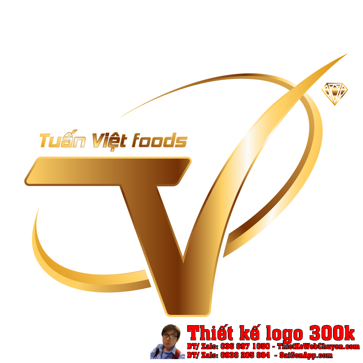 Thiết kế logo Tuấn Việt trên nền tối nổi bật