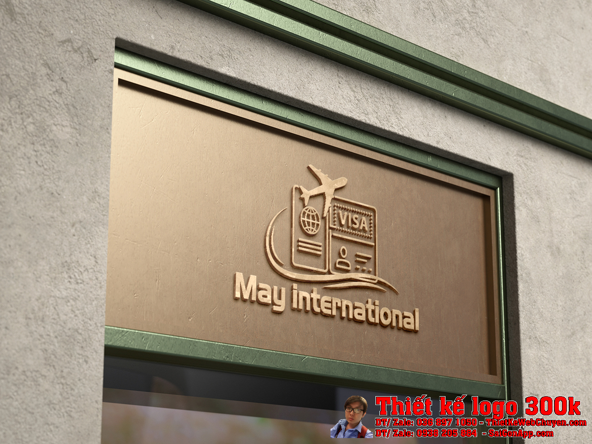 Phối cảnh Thiết kế logo Visa Service trên tường