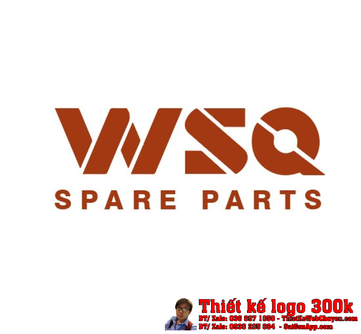 Thiết kế logo XUẤT NHẬP KHẨU VÀ THIẾT BỊ CÔNG TY WSQ góc nhìn chính diện