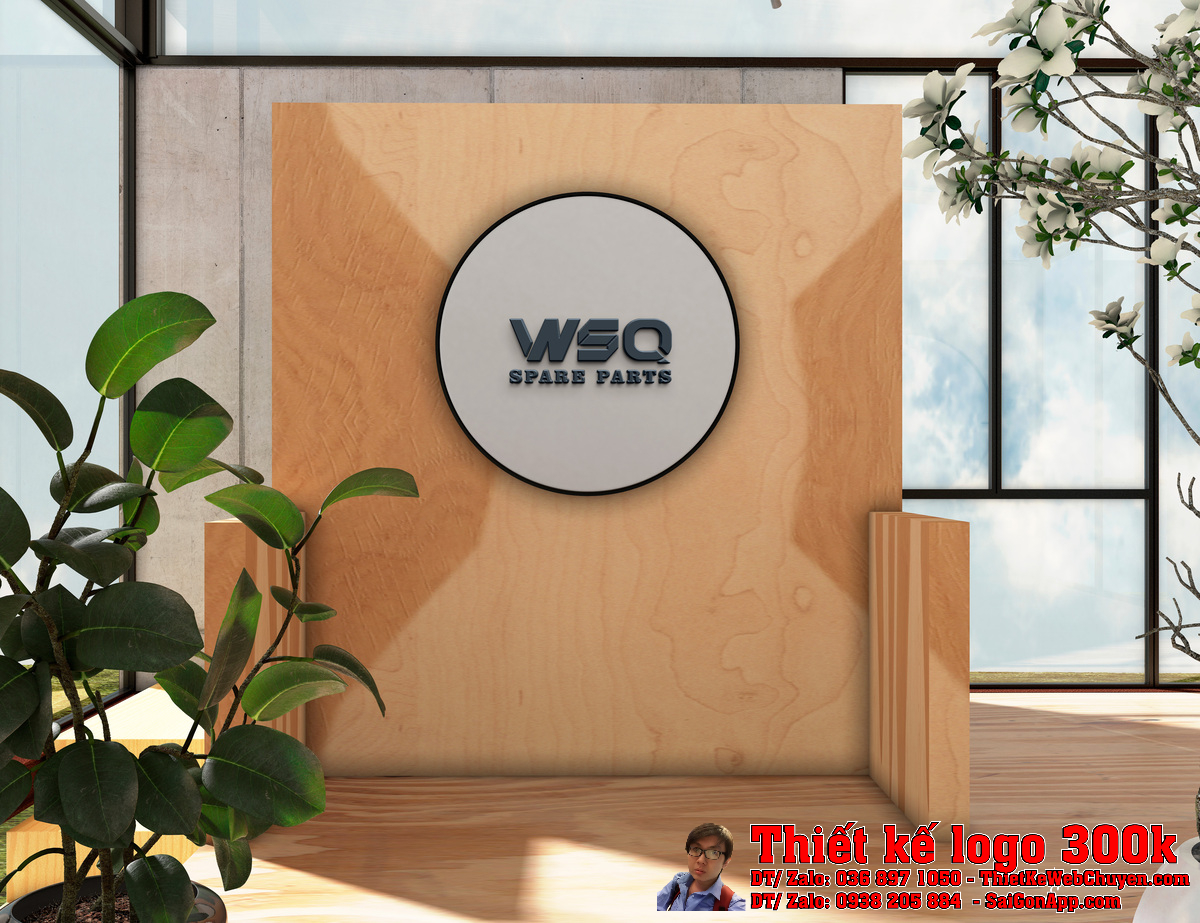 Ứng dụng Thiết kế logo XUẤT NHẬP KHẨU VÀ THIẾT BỊ CÔNG TY WSQ trên nền sáng