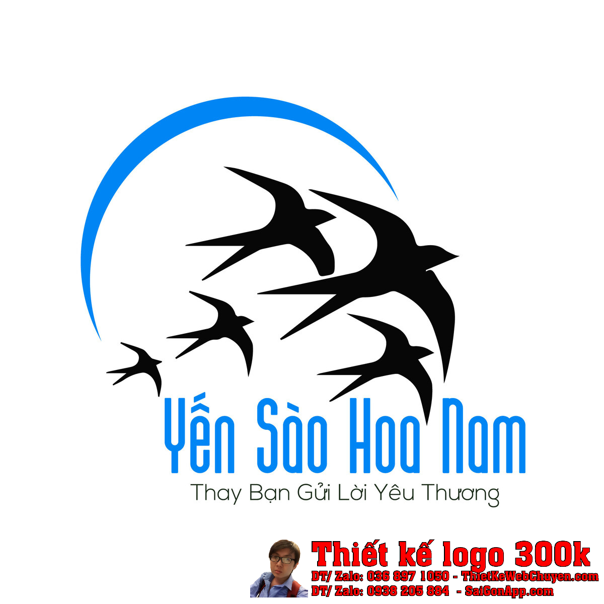 Phối cảnh Thiết kế logo Yến Sào Hoa Nam trên nền trắng