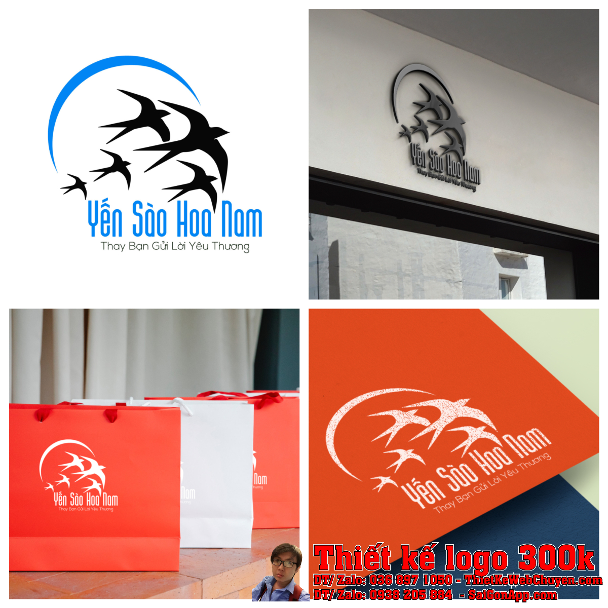 Tổng thể Thiết kế logo Yến Sào Hoa Nam hoàn thiện
