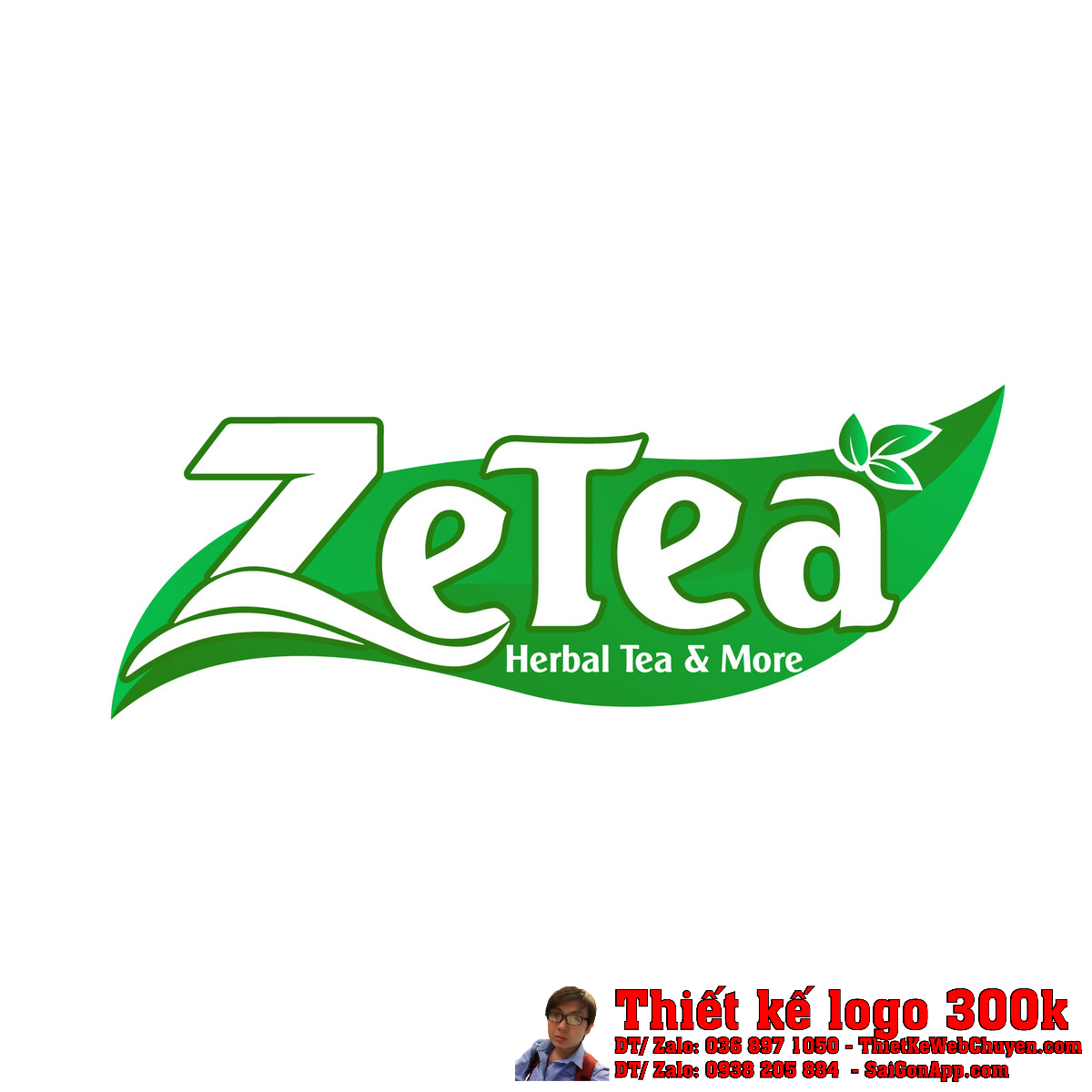 Phối cảnh Thiết kế logo Ze Tea trên nền trắng