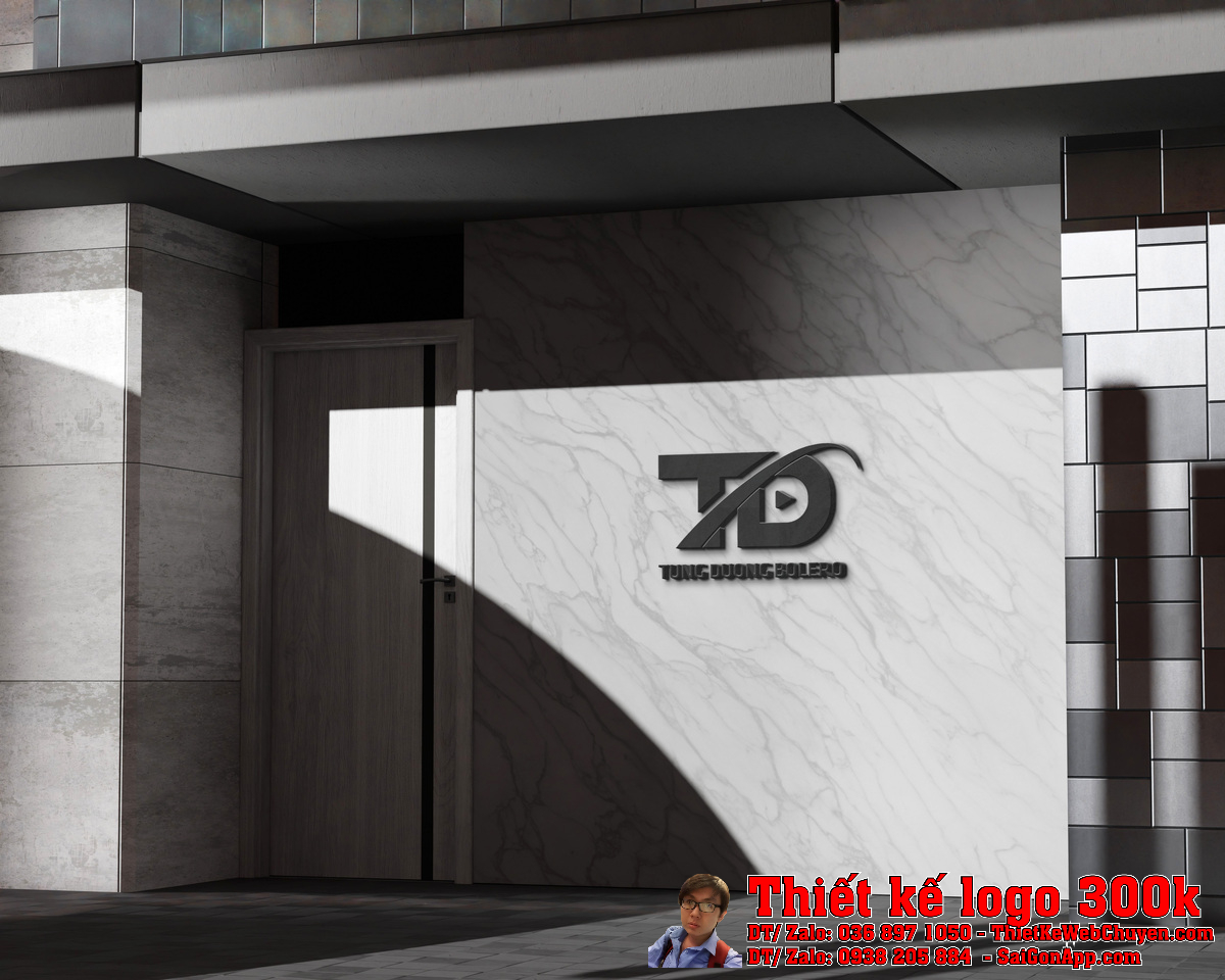 Phối cảnh Thiết kế logo âm nhạc Tùng Dương Bolero trên nền gỗ